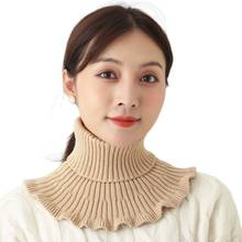 Women Knitted Solid False Fake Collar Female Warm Turtleneck Big Shawl Necklace Girls Short Poncho Capelet 2021 Fashion Elegant 2024 - buy cheap