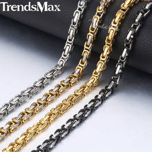 5mm Byzantine Box Link Chain Necklace For Men Stainless Steel Chain Gold Color Black Fashion Men Jewelry Wholesale 18-36" KNN24 2024 - buy cheap