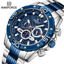 NAVIFORCE Mens Luxury New Watches Military Sport Waterproof Wristwatch Male Quartz Analog Chronograph Stainless Steel Blue Clock 2024 - buy cheap