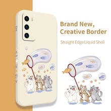 Line ball Cat Pattern Phone Case For Huawei P40 P40Lite P40pro P30 P30Lite P20 Pro Mate 40 40Pro 30 20 Liquid Silicone Cover 2024 - buy cheap