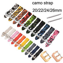Camo Silicone Watch Band 20 22mm 24 26mm Replacement Watch Strap Soft Sport Rubber Watchband Rose Gold Buckle Wrist Bracelet 2024 - купить недорого