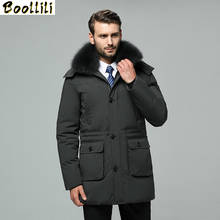 Boollili 2020 New Men's Down Jacket Winter Coat Real Fox Fur Collar Plus Size Long Duck Down Puffer Jacket Men 2024 - buy cheap