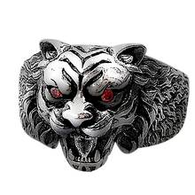 Bocaixa anel de prata pura s925 masculino, joias retrô tailandês com cabeça de tigre anel de prata aberto moda três-dimensional 2024 - compre barato