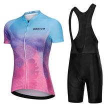 Conjunto roupa ciclismo feminina manga curta, moda verão conjunto roupas para ciclismo mtb padrão vintage respirável roupas para bicicleta de estrada 2024 - compre barato