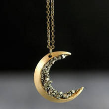 Collar con forma clásica de Luna y piedra de arcilla, cadena dorada con colgante, collares brillantes de amor de estética para mujer 2024 - compra barato