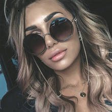 fashion round feminine glasses vintage Luxury  Rimless sunglasses ladies High Quality Gradient women's sunglasses 2024 - buy cheap