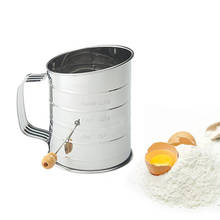 Tamiz de harina con manivela manual de acero inoxidable, herramienta de medición de 3 tazas de azúcar en polvo, tamiz de cocina 2024 - compra barato