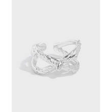 SHANICE-anillo abierto de plata de ley S925 para mujer y niña, anillo minimalista con textura en forma de X de superficie irregular, regalo de joyería para fiesta 2024 - compra barato