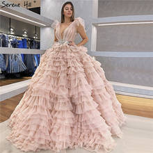 Serene Hill-vestido de novia rosa sin mangas, ropa de boda Sexy escalonada con lazo, lentejuelas brillantes, con cordones, a medida, CHM67033, 2020 2024 - compra barato