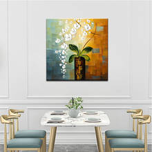 Gallery 100% Hand Painted  Flowers Oil Painting Large Salon Club Bar Home Living Room Restaurant Wall Decoration Modern Artwork 2024 - buy cheap