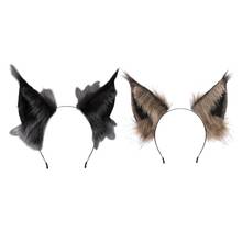 Обруч для волос ручной работы с имитацией котенка, волка, острые уши, Пушистый Плюшевый обруч для волос с животными, Лолита, костюм для косплея на Хэллоуин и вечеринку 2024 - купить недорого