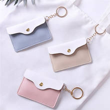 4Colors Women Girl Stylish Leather ID Card Holder Card Bags Badge Key Ring Keychain Wallet 2024 - buy cheap