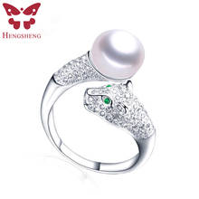 High Quality 100% Natural Pearl Rings For Women Luxury Zircon Silver925 Leopard Head Fine Jewelry Adjustable Ring 2024 - buy cheap