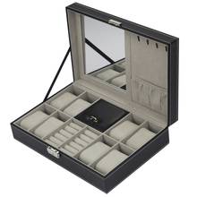 Caja de joyería de cuero PU para reloj, caja de almacenamiento para pendientes, anillo, collar, soporte de exhibición, embalaje, contenedor de maquillaje, caja de reloj #2 2024 - compra barato