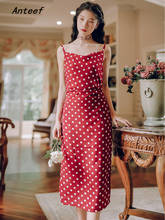 spaghetti strap vintage Polka Dot dresses for women casual bodycon summer dress elegant clothes 2021 sundress 2024 - buy cheap