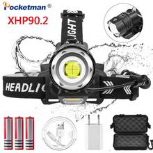 XHP-90 Headlamp USB Rechargeable Headlight High Power Head Lamp Lantern Zoomable Front Torch With Warning Light 2024 - buy cheap