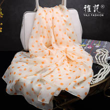 Orange dot silk scarf  Women 2020  polka dot soft and elegant Hangzhou 100% silk scarf shawl long shawl spring autumn winter 2024 - buy cheap