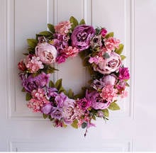 Фиолетовый 40 см дверь дома стены окна висящий венок пион гирлянда из цветов для рождественской свадебной вечеринки цветок декор, фото, реквизит 2024 - купить недорого