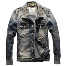 2020 Casual Mans Denim Jacket and Coats European Designer Brand Biker Mens Suit Jeans Coat Plus Size XXXL Outerwear Spring A605 2024 - buy cheap
