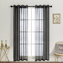 1 Pair- Black Silver Luxury Sheer Curtain for Window Living Room Tulle Drapes Modern Kitchen Voile Bedroom Home Decoration 2024 - buy cheap