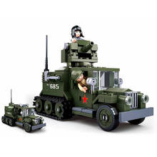 SLUBAN World War II 2 Military Soviet Union GAZ Half Track Car Model Building Blocks Army Weapon Bricks Classic Kids Toys Boys 2024 - buy cheap