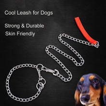 1Pcs Cool Metal Stainless Steel Pet Dog Leash Chain for Small Medium Large Dogs Puppy Nylon Handle Dog Leashes Leader Collar New 2024 - buy cheap