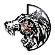 Reloj de pared con grabado de vinilo para hombre y mujer, accesorio con diseño de Lobo, cabeza de Lobo cortada con láser, silencioso, con Boca Grande 2024 - compra barato