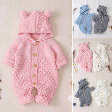 Emmababy Free Shipping  0-24M  Newborn Baby Boys Girls Autumn Winter Bear Ear Knit Romper Hooded Sweater Jumpsuit Outfit 2024 - buy cheap