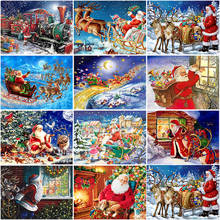 Pintura de miçangas bricolagem 5d mosaico de natal, bordado de diamante, árvore de neve de inverno, ponto cruz de strass redondo 2024 - compre barato