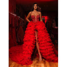 Вечернее платье из тюля красного цвета, с бисером, со стразами, для выпускного вечера, 2020 2024 - купить недорого