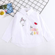 Girls Pink White Shirt Letter Cartoon Long Sleeve Tops Girls Embroidery Cotton Blouse Top  for 8 To 12 Years Teenage Clothing 2024 - buy cheap