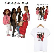 Friends-Parches térmicos para ropa de chica africana, ropa con estampado de camiseta, pezuñas, aplicación de transferencia de hierro, color negro 2024 - compra barato
