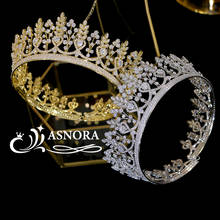 Coroa de casamento redonda grande e luxuosa, acessório para cerimônia de parada para adultos, coroa de aniversário de princesa para noivas 2024 - compre barato