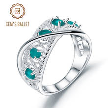 Женское кольцо GEM'S BALLET, натуральный зеленый агат из стерлингового серебра 925 пробы, натуральный камень, ювелирные украшения 2022 - купить недорого
