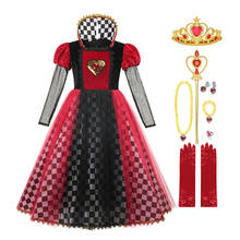 Disfraz de la reina de corazones rojos para fiesta de Halloween, disfraz de terciopelo con lentejuelas, Vestido de princesa de lujo para niñas, Vestido de lujo 2024 - compra barato