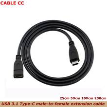 Высококачественный USB 3,1 Type-C кабель-удлинитель для зарядки и передачи данных для MacBook LeTV Huawei 2024 - купить недорого