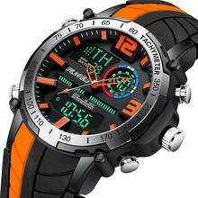 Часы наручные SENORS Мужские кварцевые, модные спортивные цифровые водонепроницаемые светодиодные, с двойным дисплеем 2024 - купить недорого