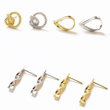 Conectores de pendientes de Pin de plata 925 chapados en oro de 18K, suministros de joyería artesanal, accesorios hechos a mano, 4 Uds. 2024 - compra barato