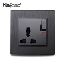 Wallpad-toma de corriente eléctrica S6 13A UK, enchufe de pared de 3 pines planos, plástico de imitación de aluminio, negro, plata, oro, cepillado, PC 2024 - compra barato