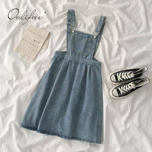 Ordifree 2022 Summer Women Short Denim Dress Sundress Casual Blue Overalls Dress Spaghetti Strap Short Jeans Dress 2024 - buy cheap