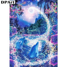 Daimond pintura quadrado completo/broca redonda oceano golfinho imagem diamante bordado strass cristal ponto cruz mosaico m126 2024 - compre barato