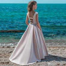 Princess Lace Flower Girl Dresses 2020 Tulle Girls Pageant Dresses First Communion Dresses Pink Lovely Kids Evening Gowns 2024 - купить недорого