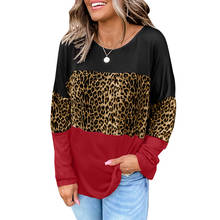 Streetwear Women Designer Sweatshirt Leopard Splicing Long Sleeve Cotton Pullovers Fashionable Comfort Leisure Ladies Clothing 2024 - buy cheap