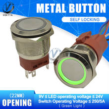 Interruptor de botón de Metal de 22mm 250V 5A botón Circular impermeable Interruptor de luz LED Interruptor de auto-bloqueo con de alambre 2024 - compra barato