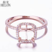 HELON-anillo de oro rosa de 14K para mujer, sortija de diamante Natural de 7x7mm con corte de cojín, para compromiso, boda, fiesta, joyería fina 2024 - compra barato