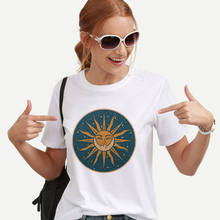 Новинка, забавная футболка с изображением Солнца и Луны, летняя футболка, Женские топы с рисунком, одежда, Женская футболка Tumblr, футболки 2024 - купить недорого