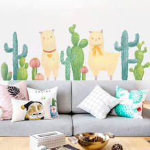 Lovely Alpaca Wall Stickers Poster Animal Kids Room Decoration Creative Sofa Background Wall Kindergarten Classroom Wallpaper 2024 - buy cheap