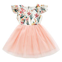 Vestido floral de festa para meninas, fantasia estilosa infantil de verão sem mangas estampa floral para crianças de 1 a 5 anos, 2021 2024 - compre barato