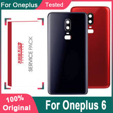 Capa traseira de vidro para oneplus 6, capa de substituição original com logotipo 2024 - compre barato