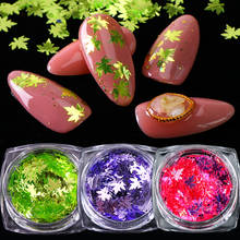 Holographic Maple Leaves Nail Sequins Gradient Glitter Paillette Flakes Leaf Metallic 3D Decorations Spangle For Manicure BE1555 2024 - buy cheap